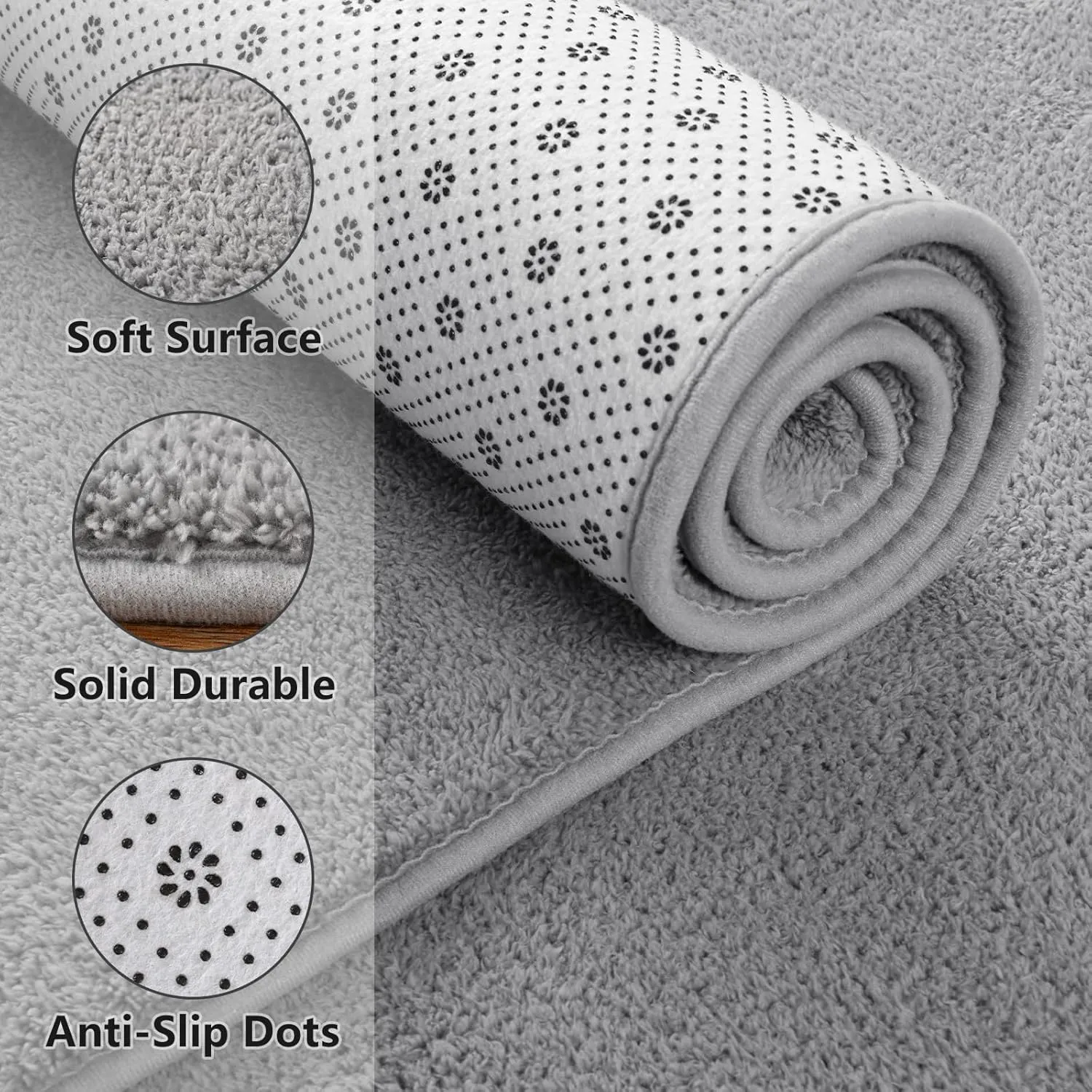 Nuttumico 2x6 Feet Rug Runners for Hallways, Grey Area Rugs for Living Room Bedroom, Washable Non-Slip Entryway Carpets for Kitchen Nursery Dorm Kids Room Home Decor, Soft Modern Indoor Throw Rugs