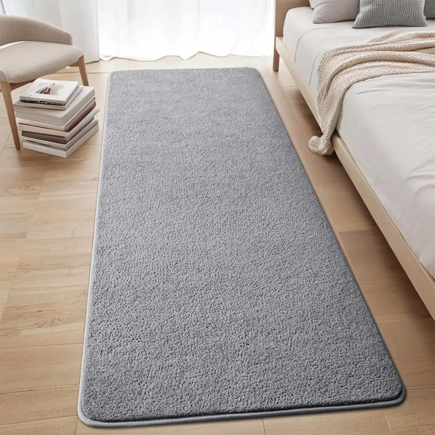 Nuttumico 2x6 Feet Rug Runners for Hallways, Grey Area Rugs for Living Room Bedroom, Washable Non-Slip Entryway Carpets for Kitchen Nursery Dorm Kids Room Home Decor, Soft Modern Indoor Throw Rugs