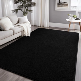 Nuttumico Large Modern Area Rugs for Bedroom Living Room, 4x6 Feet Black Rug, Thickened Memory-Foam Indoor Carpets, Minimalist Rug for Boys Girls, Soft, Non-Slip and Machine-Washable