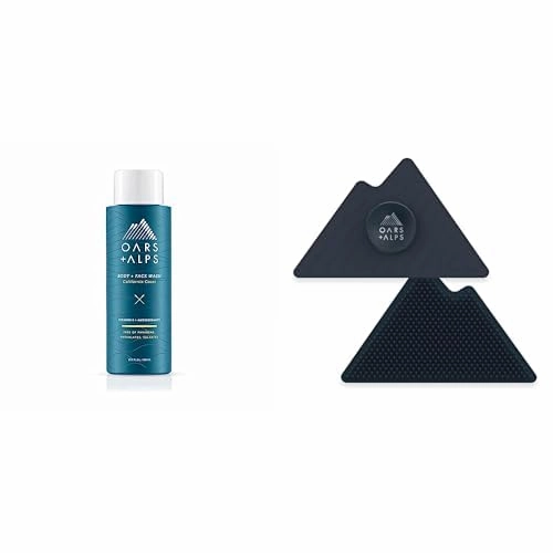 Oars   Alps Men's Moisturizing Body and Face Wash, California Coast Scent, 1 Pack Silicone Body Scrubber, Sensitive Skin Friendly