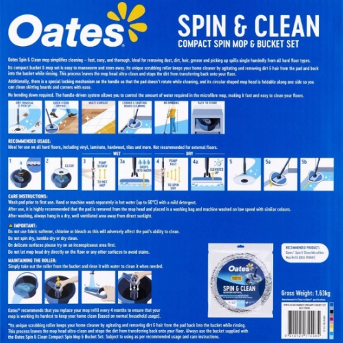 Oates Spin & Clean Compact Spin Mop & Bucket Set