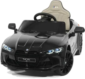 Officially Licensed BMW M4 Kids Battery Operated Electric Ride-On Car with MP3 USB Player, 12V Battery Power, LED Lights, EVA Foam Rubber Wheels (Black)