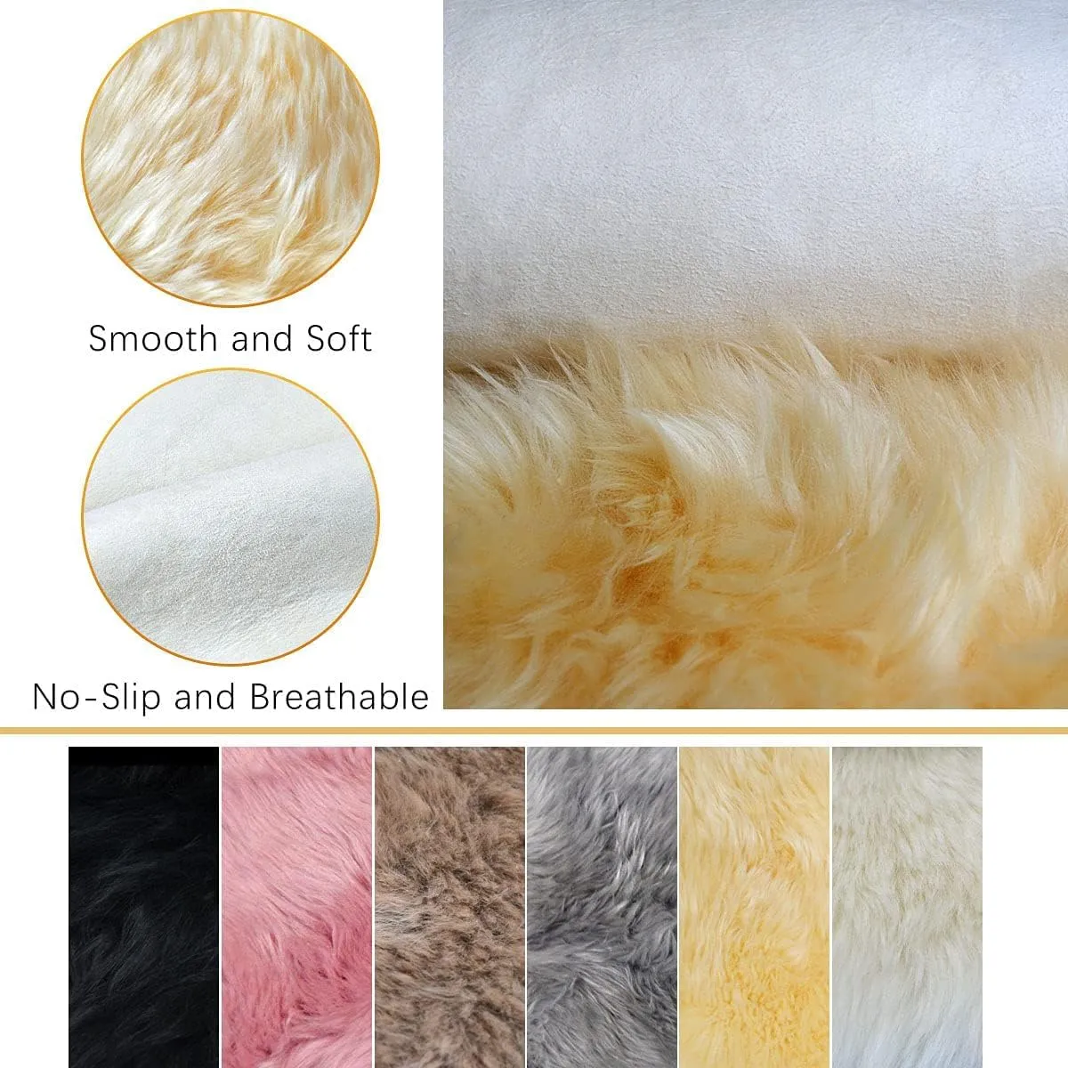 OKAYDA Genuine New Zealand Sheepskin Area Rug Soft Lambskin Decorative Rug for Bedroom Sofa Floor One Pelt (Beige 2 pelt)