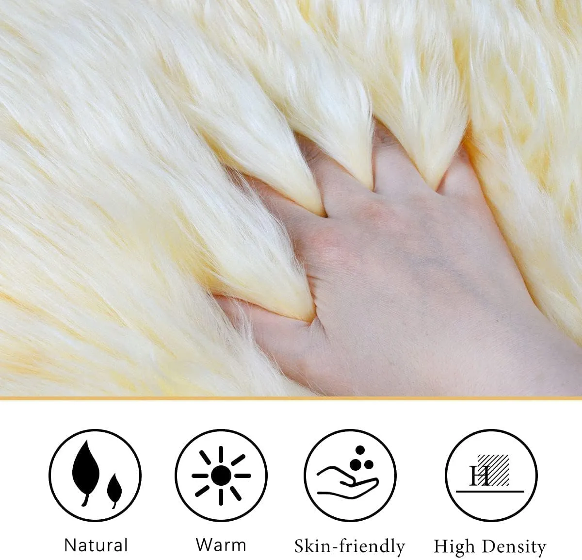 OKAYDA Genuine New Zealand Sheepskin Area Rug Soft Lambskin Decorative Rug for Bedroom Sofa Floor One Pelt (Beige 2 pelt)