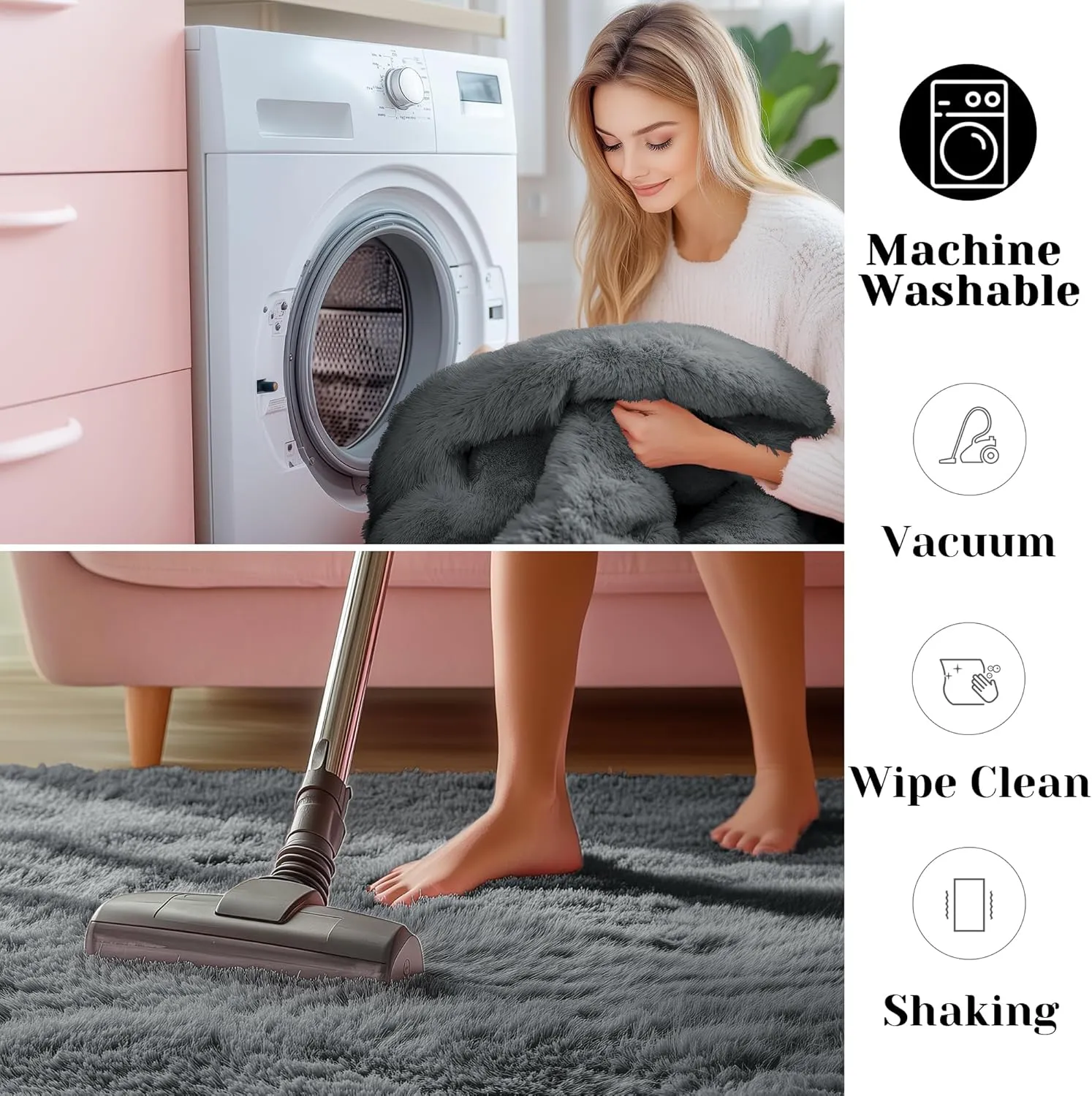 ONASAR 2x6 Grey Runner Rugs for Bedroom Living Room, Washable Fluffy Bedside Hallway Throw Area Rug, Gray Ultra Soft Plush Furry Floor Carpet Mat for Nursery Kids Dorm Closet Home Decor Aesthetic