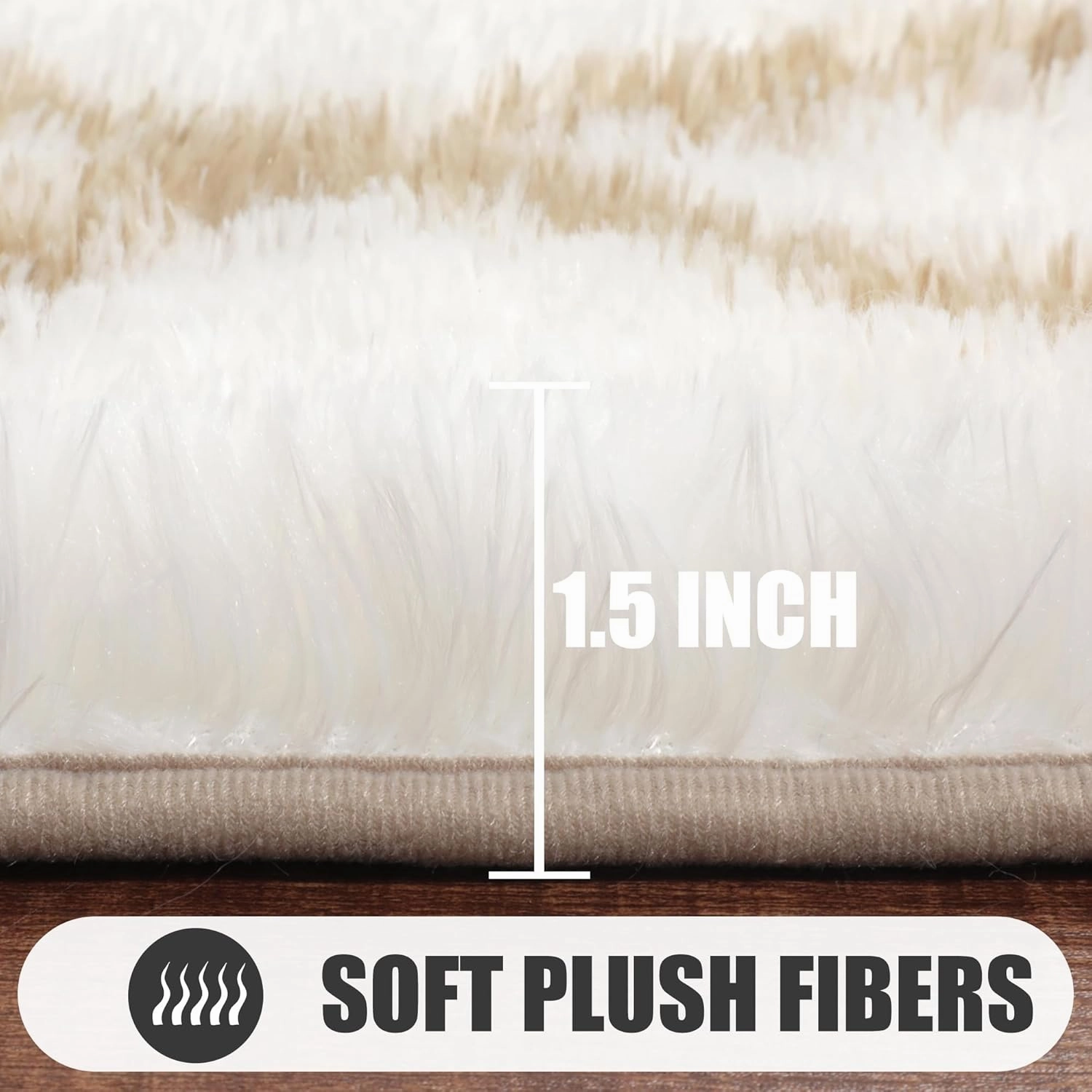 ONASAR 5x7 Area Rugs for Living Room Bedroom, Washable Fluffy White and Beige Faux Fur Bedside Rug, Geometric Boho Soft Plush Shaggy Floor Carpet Mat for Nursery Kids Girls Teen Dorm Home Decor