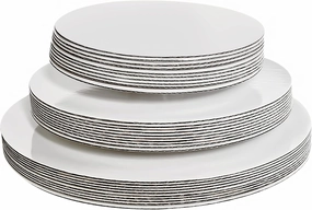 ONEMORE 30-Pack White Cake Board Rounds,Circle Cardboard Base Boards, 8, 10 and 12-Inch. Perfect for Cake Decorating, 10 of Each Size (White,30)