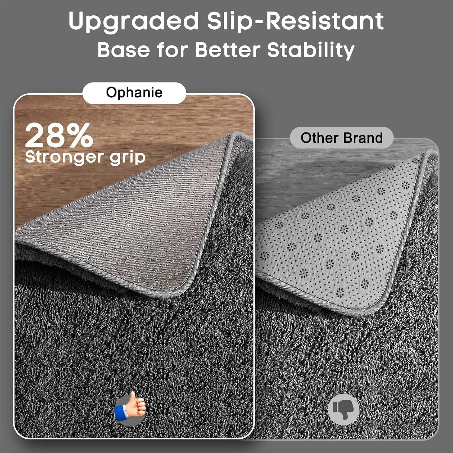 Ophanie Runner Rug for Hallway, 2x6 Bedroom Grey Bedside Rugs, Non Slip Fluffy Soft Shaggy Carpet for Kids Girls Boys Home Decor Aesthetic, Dorm Nursery Gray