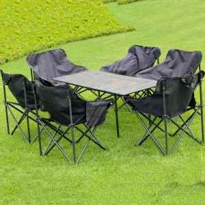 Outdoor Camping Chair Set with Roll up Carbon Steel Camping Tables Folding Beach Picnic Tables Portable Ultralight Hiking Chairs for Outdoor Backyard,Tailgating