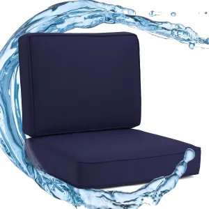 Outdoor Deep Seating Cushion Set, 24" x 24", Patio Chair Deep Seat Cushion and Back Cushion (1, Dark&Blue)
