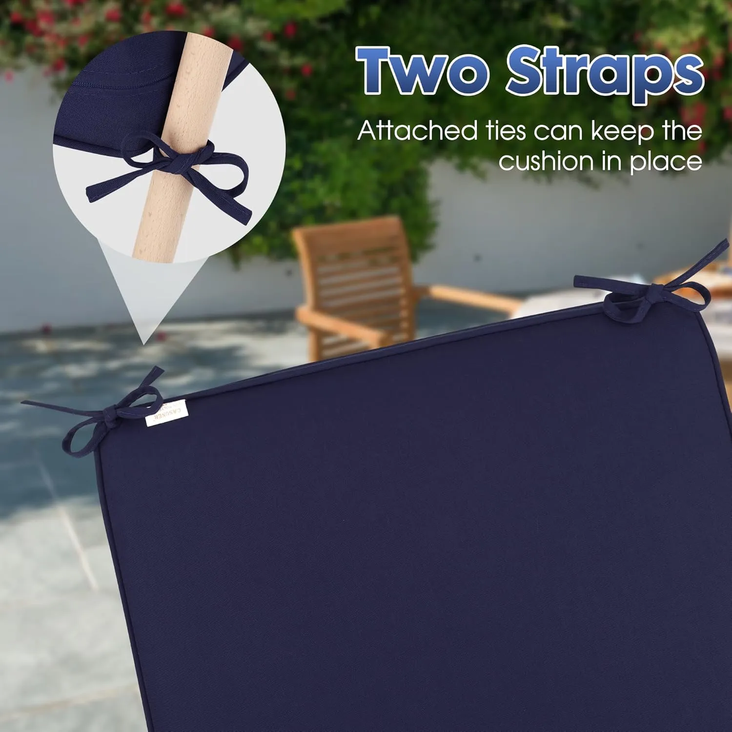 Outdoor Deep Seating Cushion Set, 24" x 24", Patio Chair Deep Seat Cushion and Back Cushion (1, Dark&Blue)