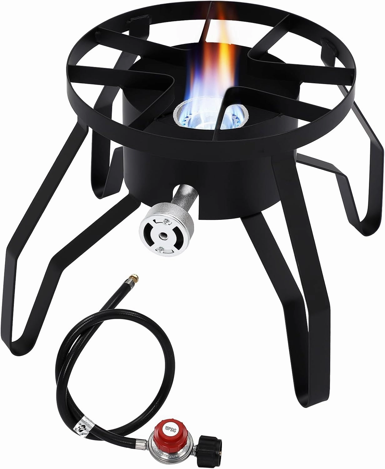 Outdoor Camping Stove Single Burner Propane Gas Cooker camping stove propane Spe 20PSI Regulator CSA Approval for Camp RV Family Outdoor Party Activities Cast Iron