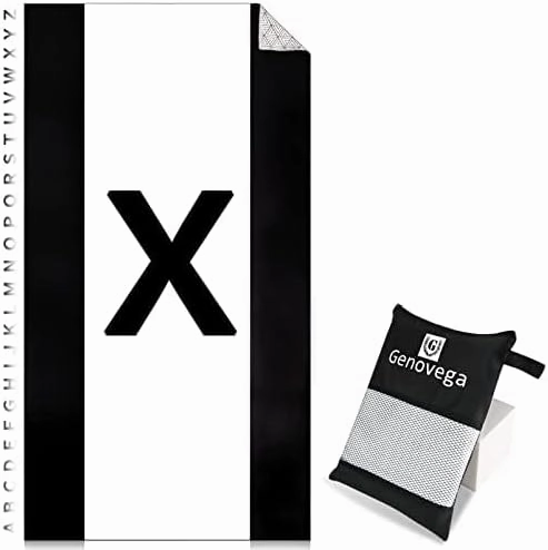 Oversized Monogrammed Microfiber Beach Towel Compact Sandproof Quick Dry Sand Free Extra Large Packable Clearance Towels Personalized Custom Customized Gifts for Friends Men Women Adults Black White X