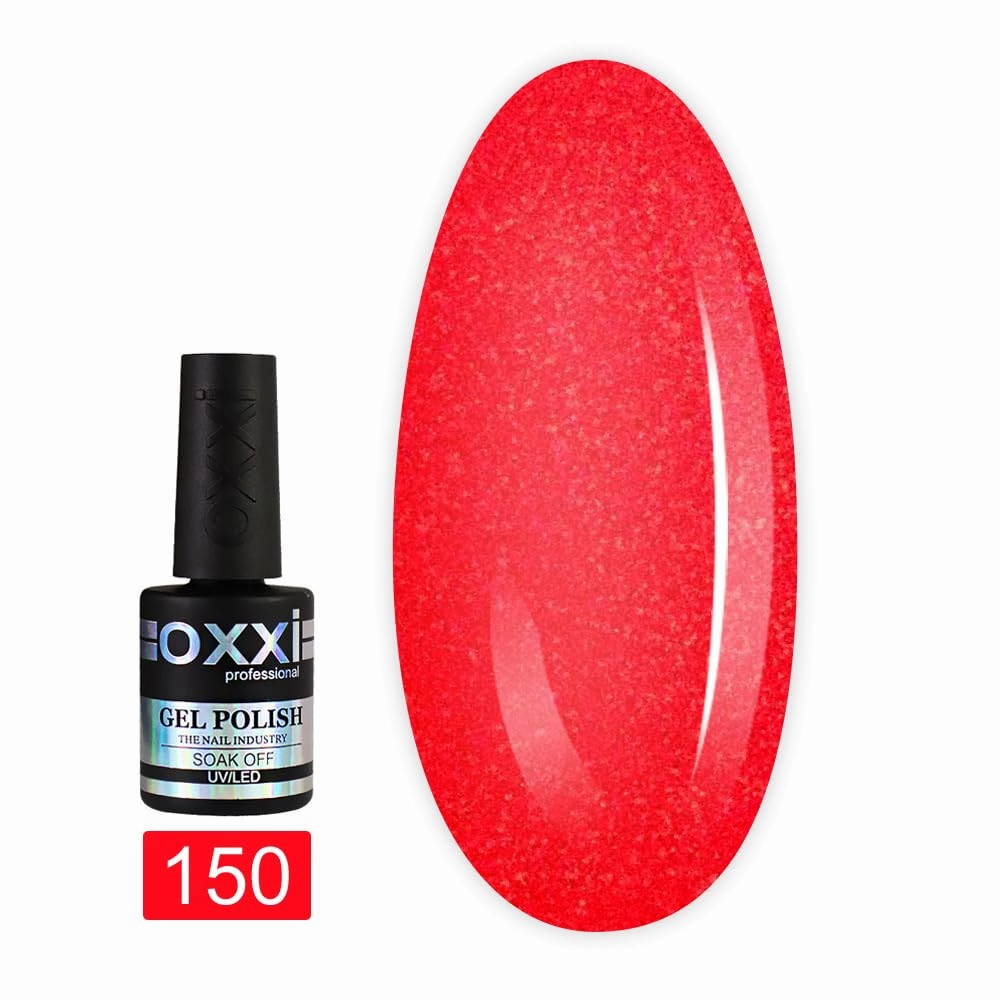 Oxxi Professional Gel Color 10ml. Part 3 (101-170) Nail Polish French, Red, White, Pink, Enamel, Shine Led, Uv Soak Off, Nail Art Diy Salon, Home manicure (Gel Polish 150 (bright red, microshine))