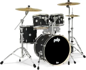 Pacific Drums & Percussion PDP Concept Maple 4-Piece Fusion, Satin Black Drum Set Shell Pack (PDCM20FNBK)