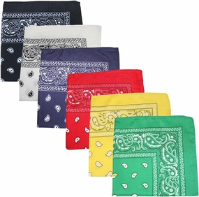 Pack of 5 X-Large Paisley Cotton Printed Bandana - 27 x 27 inches