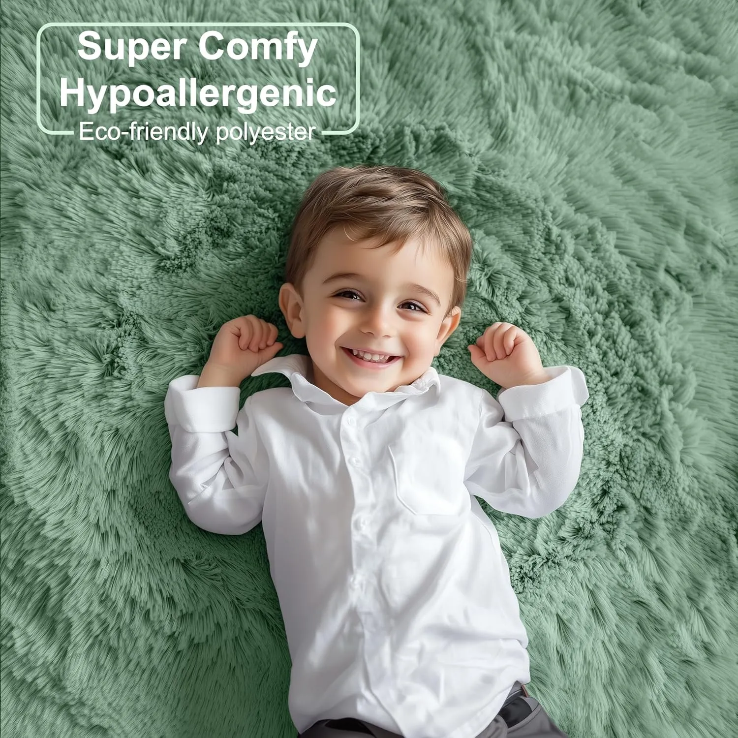 PAGISOFE Machine Washable Sage Green Rugs for Bedroom, 4x6 Ft Rectangle Fluffy Rug Plush Fuzzy Carpet for Kids Room, Green Rug Home Decor Aesthetic,Non-Slip Indoor Rugs for Nursery Decor Girls Boys