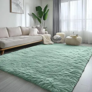 PAGISOFE Machine Washable Sage Green Rugs for Bedroom, 4x6 Ft Rectangle Fluffy Rug Plush Fuzzy Carpet for Kids Room, Green Rug Home Decor Aesthetic,Non-Slip Indoor Rugs for Nursery Decor Girls Boys