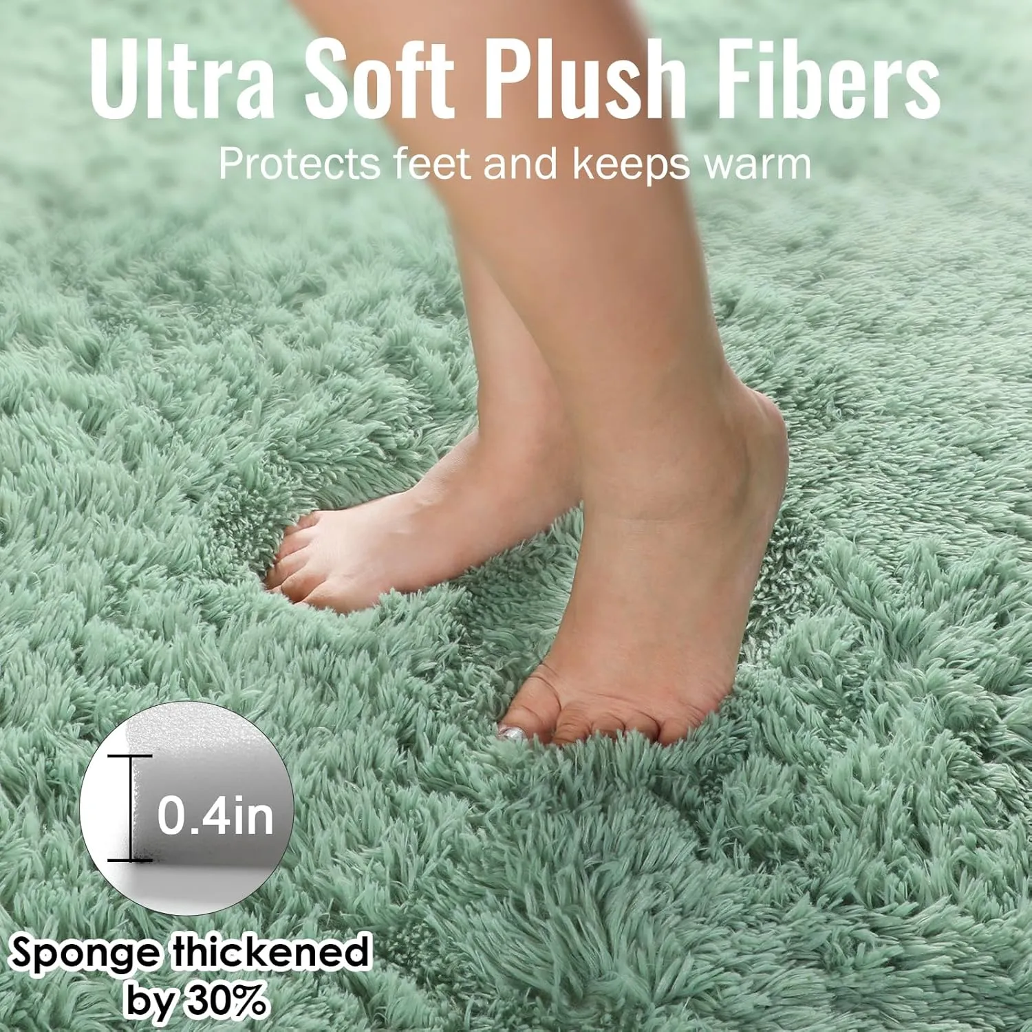 PAGISOFE Machine Washable Sage Green Rugs for Bedroom, 4x6 Ft Rectangle Fluffy Rug Plush Fuzzy Carpet for Kids Room, Green Rug Home Decor Aesthetic,Non-Slip Indoor Rugs for Nursery Decor Girls Boys