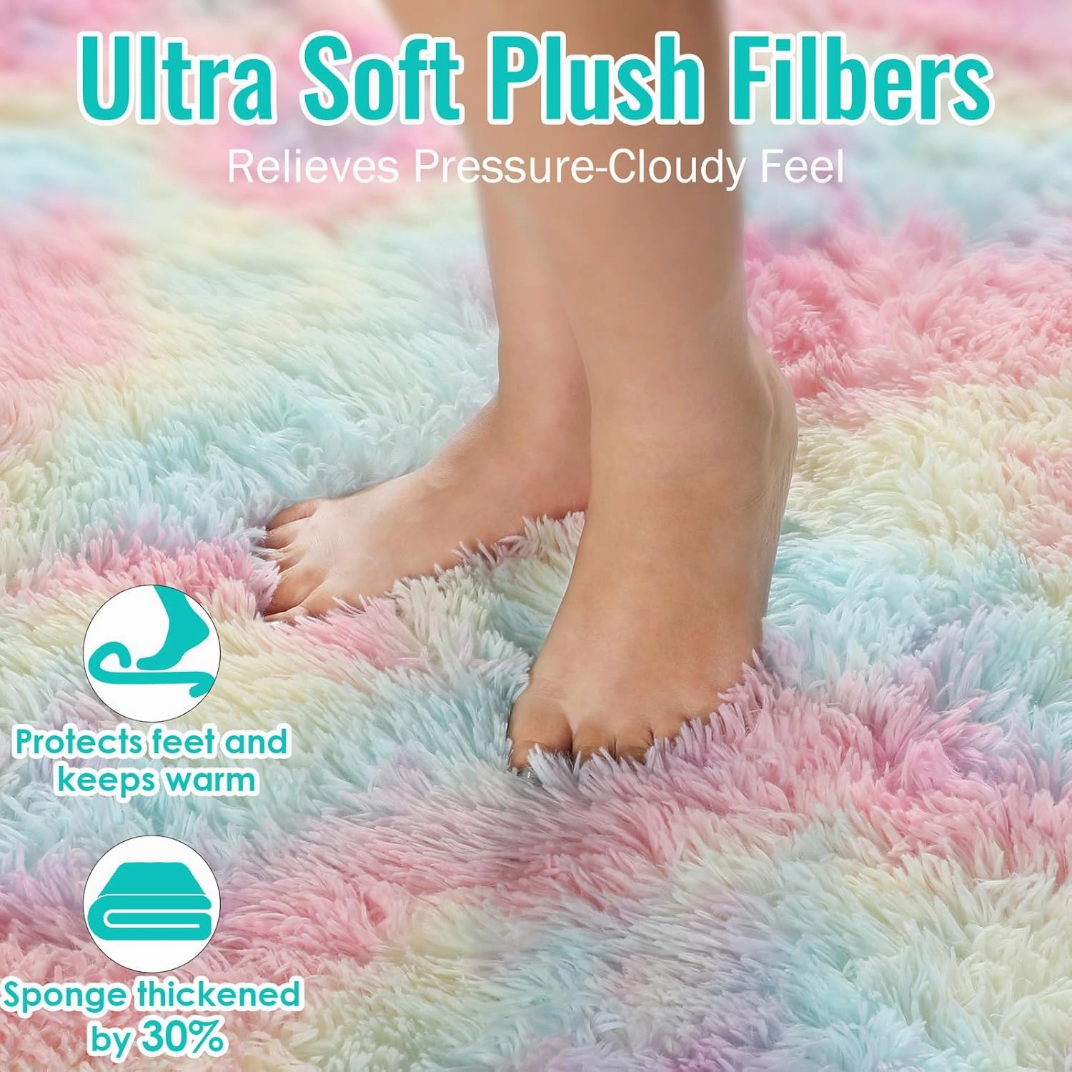 PAGISOFE Machine Washable Rainbow Runner Rugs for Girls Bedroom Hallway Plush Fluffy Rug 2x6 Ft, Soft Carpet for Living Room, Non-Slip Indoor Floor Rugs for Nursery Kids Girls Room Home Decor