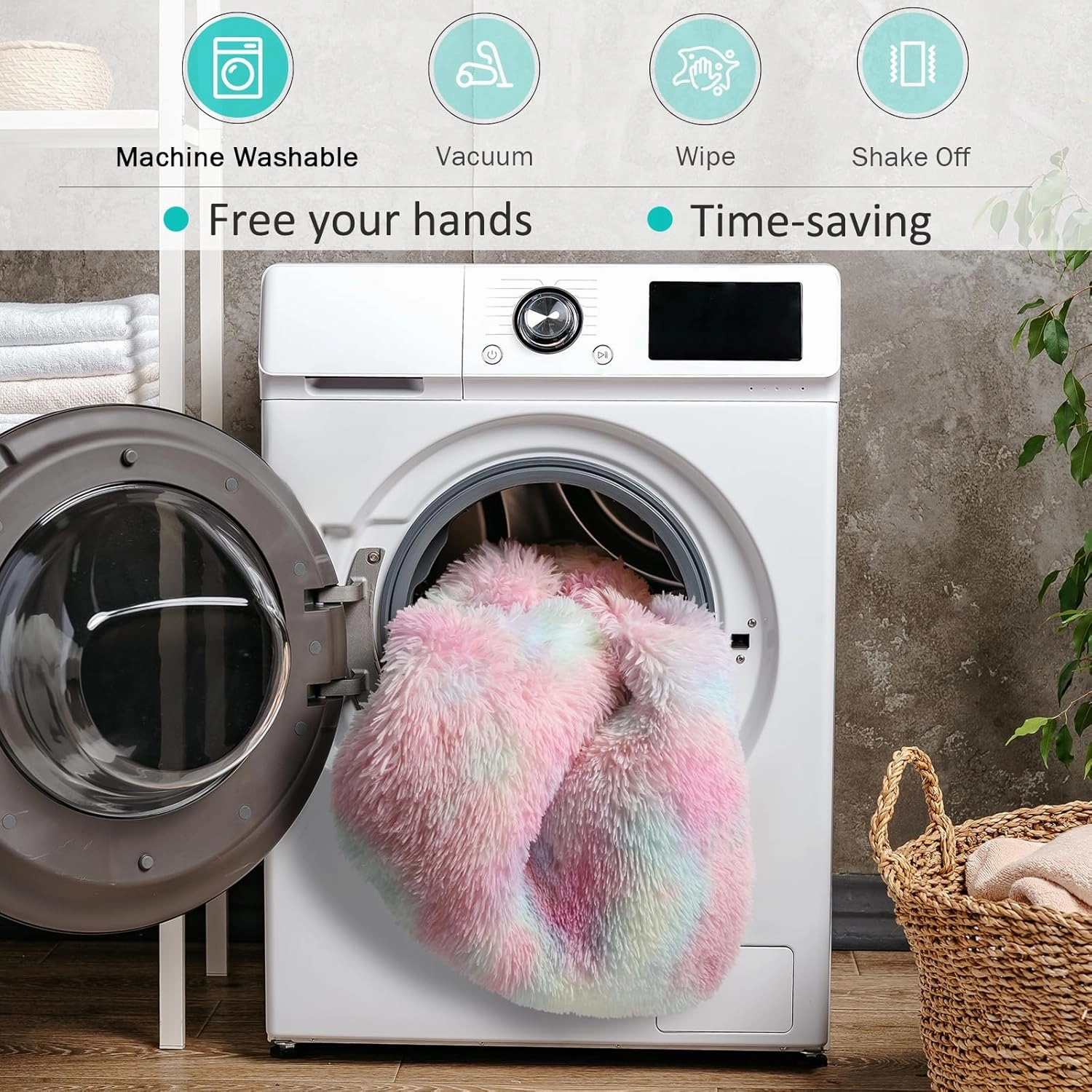 PAGISOFE Machine Washable Rainbow Runner Rugs for Girls Bedroom Hallway Plush Fluffy Rug 2x6 Ft, Soft Carpet for Living Room, Non-Slip Indoor Floor Rugs for Nursery Kids Girls Room Home Decor