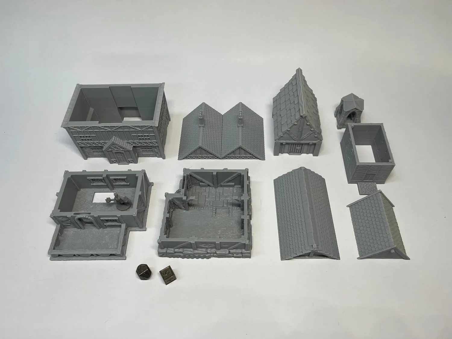 Paintable Tabletop Miniature Little Town Building Terrains Compatible with RPG War Games - 18mm Scale Dioramas Building Set Scenery with Medieval Architecture Style by HAUTICO (HVillageHouses4-1)