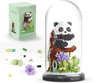 Panda Flower Bouquet Building Set for Adults, Animals Flowers Plants Decor with Dust Cover, Birthday Gift Building Toy for Boys Girls, 1083 PCS Mini Building Blocks