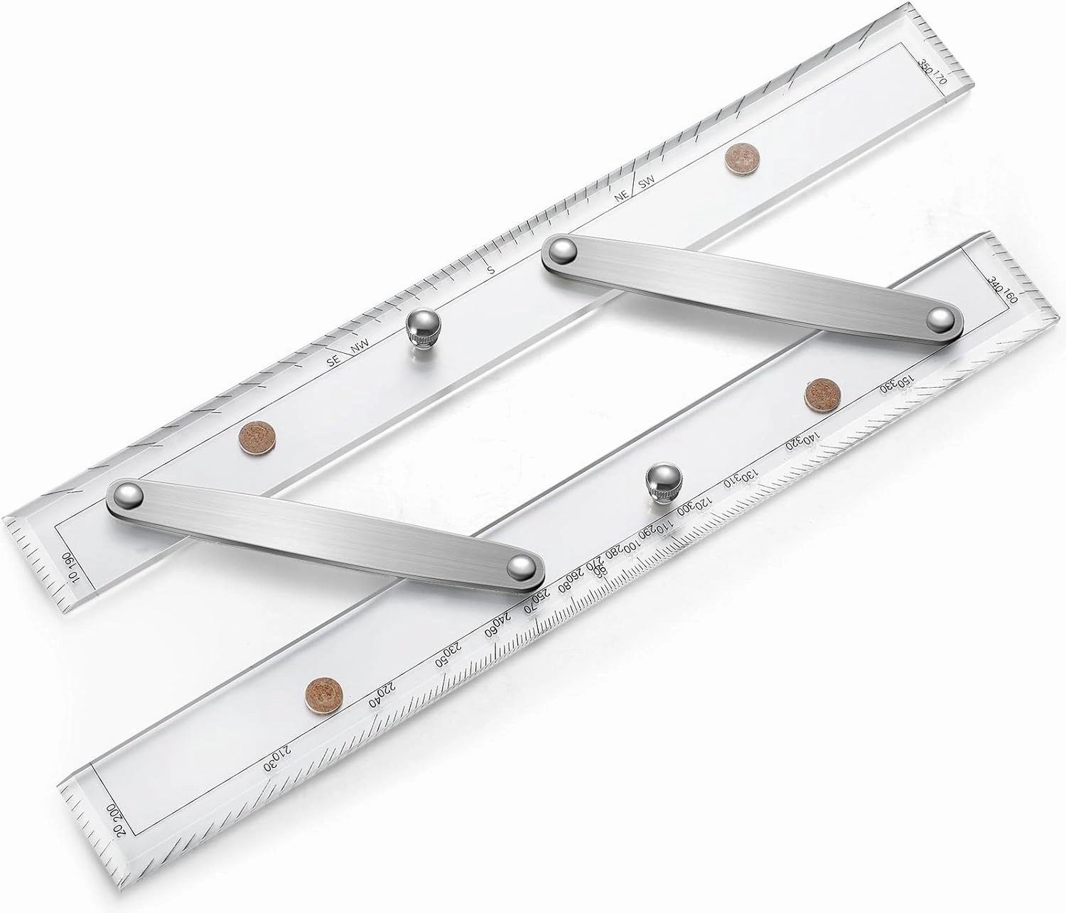 Parallel Ruler Marine Navigation Tool with Clear Scales Parallel Ruler with Brushed Aluminum Arms Nautical Charts Navigation Tools for Boat Ship Drawing(12 Inch)