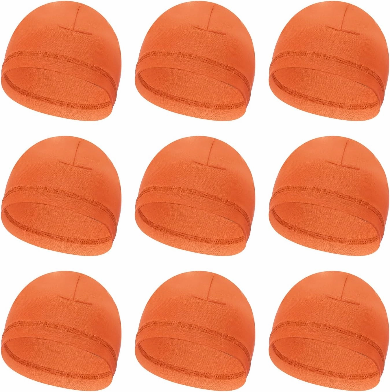 PATIKIL Helmet Liner Skull Cap for Men, 9 Pack Sweat Wicking Hats Stretchy Under Helmets Caps for Running Bicycle Motorcycle Cycling, Orange