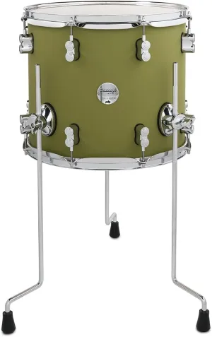PDP Concept Maple 12x14 Floor Tom Satin Olive Finish Ply with Chrome Hardware