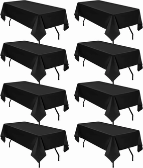 Pesonlook 8 Pack 60 x 102 Inch Rectangle Tablecloth, Black Tablecloth for 6 Feet Rectangle Tables, Washable Fabric Table Cloth for Wedding Dining Table Buffet Parties Camping