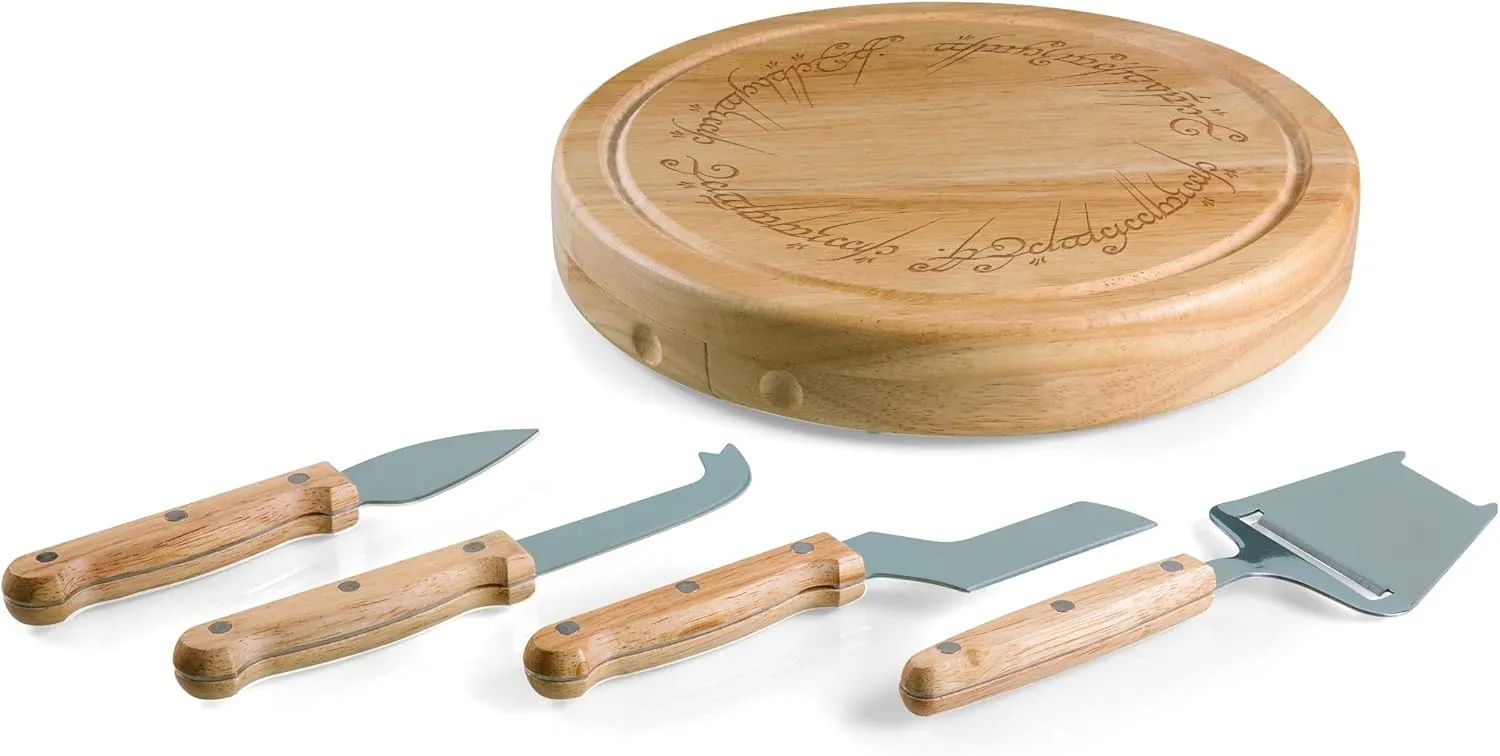 PICNIC TIME Lord of the Rings The One Ring Circo Cheese Board and Knife Set, Charcuterie Board Set, Wood Cutting Board, (Parawood)
