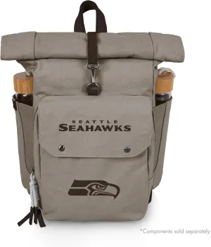 PICNIC TIME NFL San Francisco 49ers Carmel Roll Top Picnic Backpack Cooler, Canvas Cooler Bag, Picnic Basket Set with Cooler Backpack, (Gray)