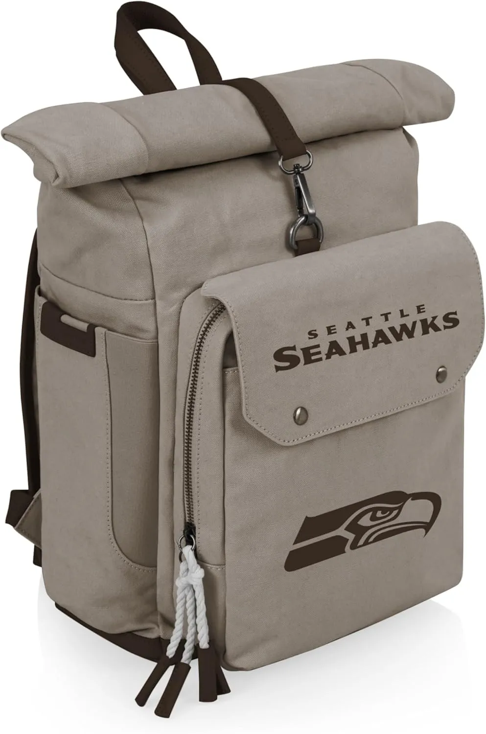 PICNIC TIME NFL San Francisco 49ers Carmel Roll Top Picnic Backpack Cooler, Canvas Cooler Bag, Picnic Basket Set with Cooler Backpack, (Gray)