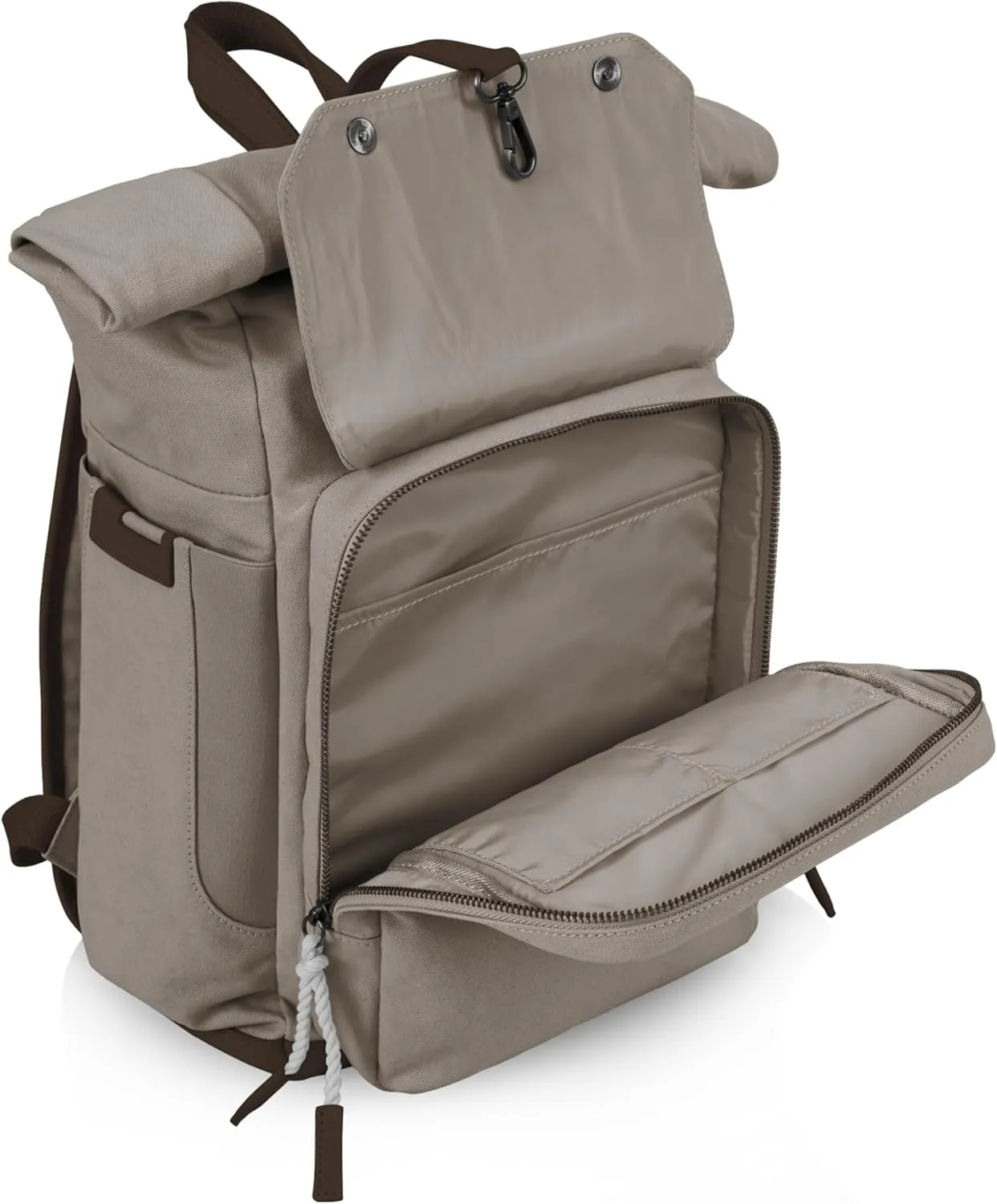 PICNIC TIME NFL San Francisco 49ers Carmel Roll Top Picnic Backpack Cooler, Canvas Cooler Bag, Picnic Basket Set with Cooler Backpack, (Gray)