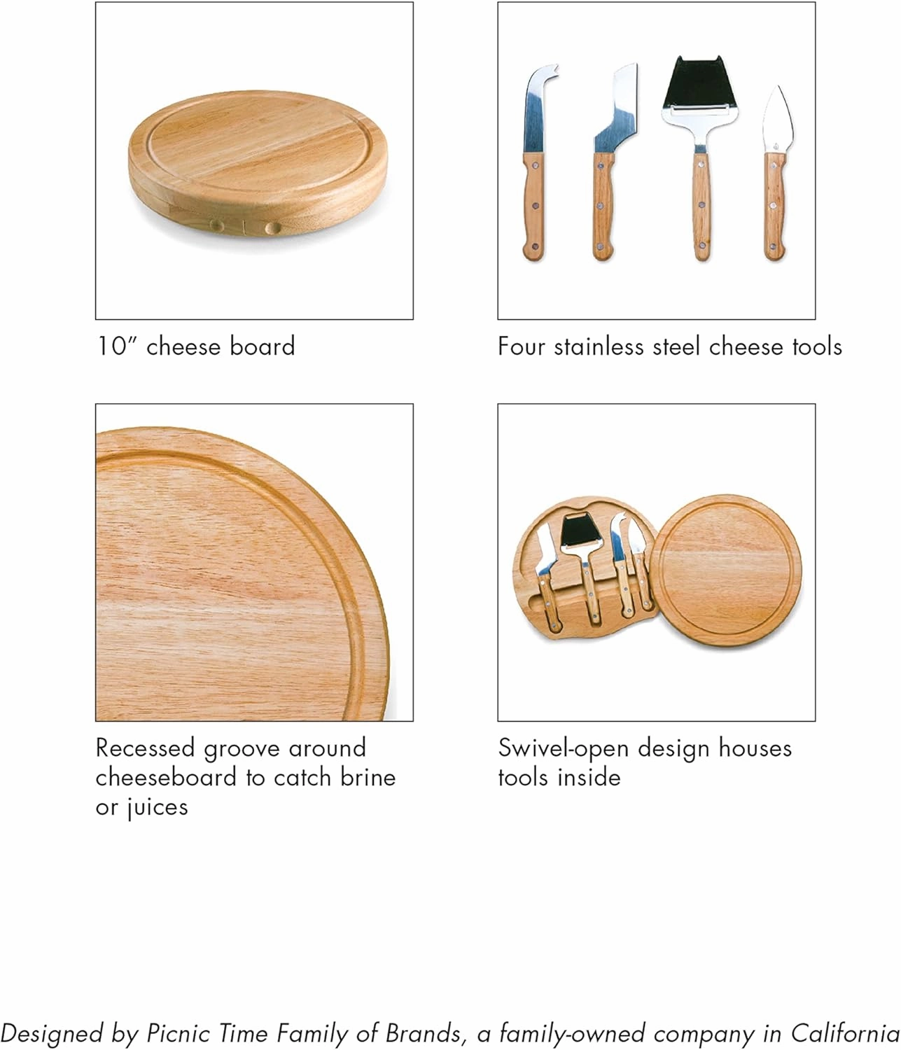 PICNIC TIME NHL Unisex-Adult NHL Circo Cheese Cutting Board & Tools Set