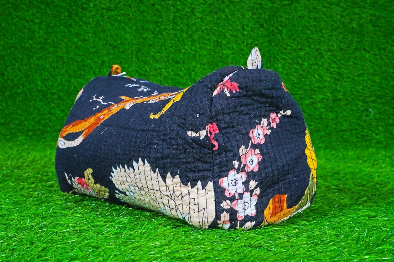 Pieces Indian Handmade Cotton Quilted Handmade Floral Hand Block Print Toiletry Bag,Cosmetic Pouch Bag Makeup Bag For Women (1, Black Printed), 85485