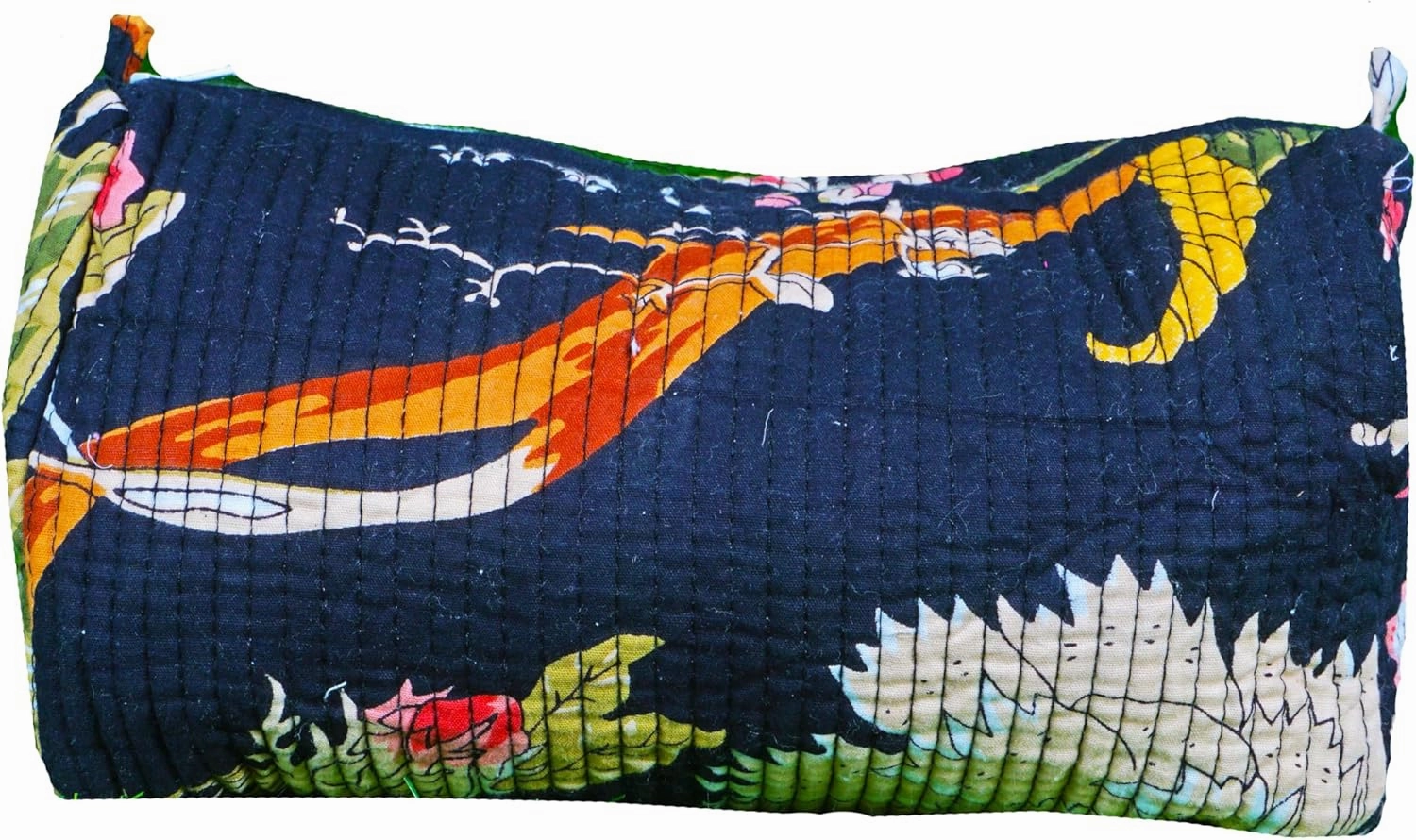 Pieces Indian Handmade Cotton Quilted Handmade Floral Hand Block Print Toiletry Bag,Cosmetic Pouch Bag Makeup Bag For Women (1, Black Printed), 85485