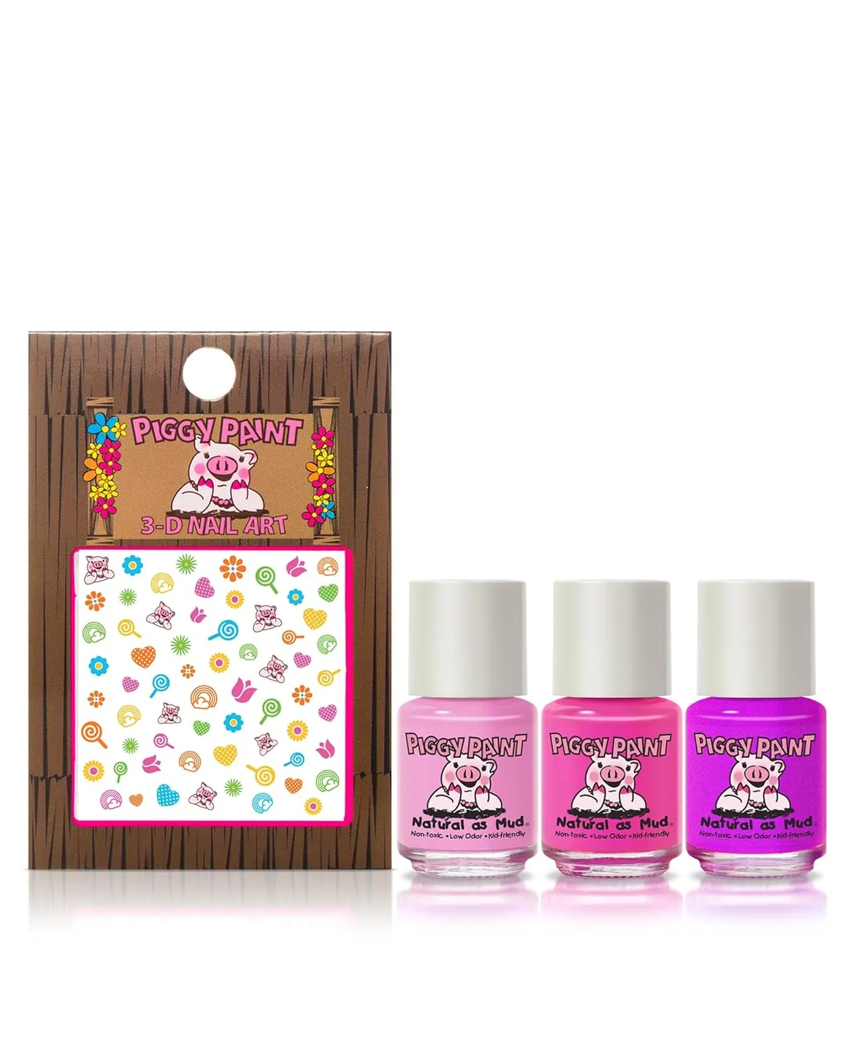 Piggy Paint | 100% Non-Toxic Girls Nail Polish | Safe, Cruelty-free, Vegan, & Low Odor for Kids | Rainbow Party (3 Polish   Nail Art Gift Set)
