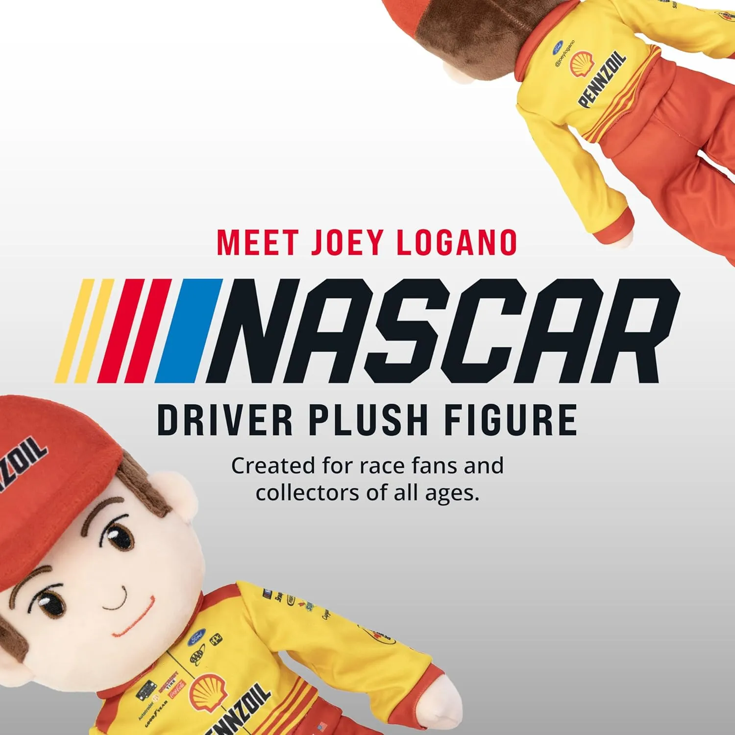 Playtime by Eimmie NASCAR-Themed Soft Baby Doll, 14-Inch Plush Racing Rag Doll for Kids, Team Penske Joey Logano Plush Figure, Fabric Stuffed Toy for All Ages
