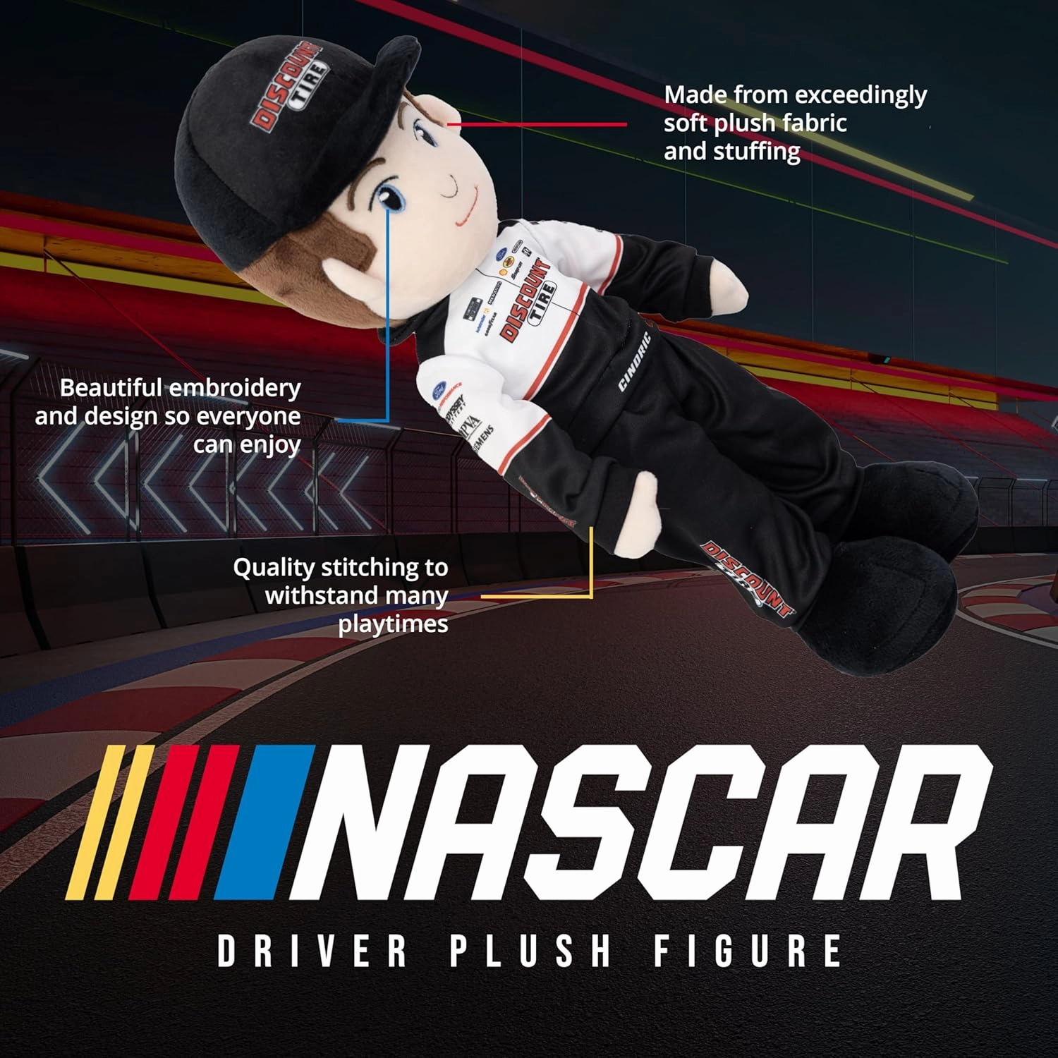 Playtime by Eimmie NASCAR-Themed Soft Baby Doll, 14-Inch Plush Racing Rag Doll for Kids, Team Penske Austin Cindric Motorsports Plush Figure, Fabric Stuffed Toy for All Ages