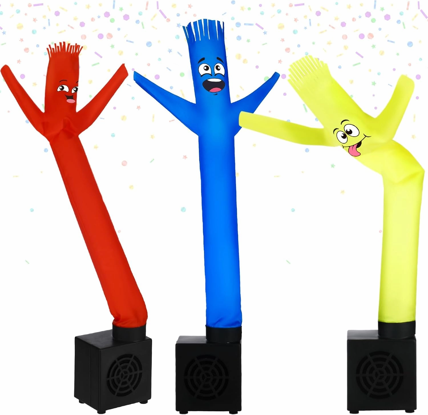 Poen 3 Pcs Mini Inflatable Tube Man Gift Funny Gag Birthday Wacky Waving Inflatable Guy with Blower Desktop Mini Dancer Gift for Women Party Decoration(Smile)