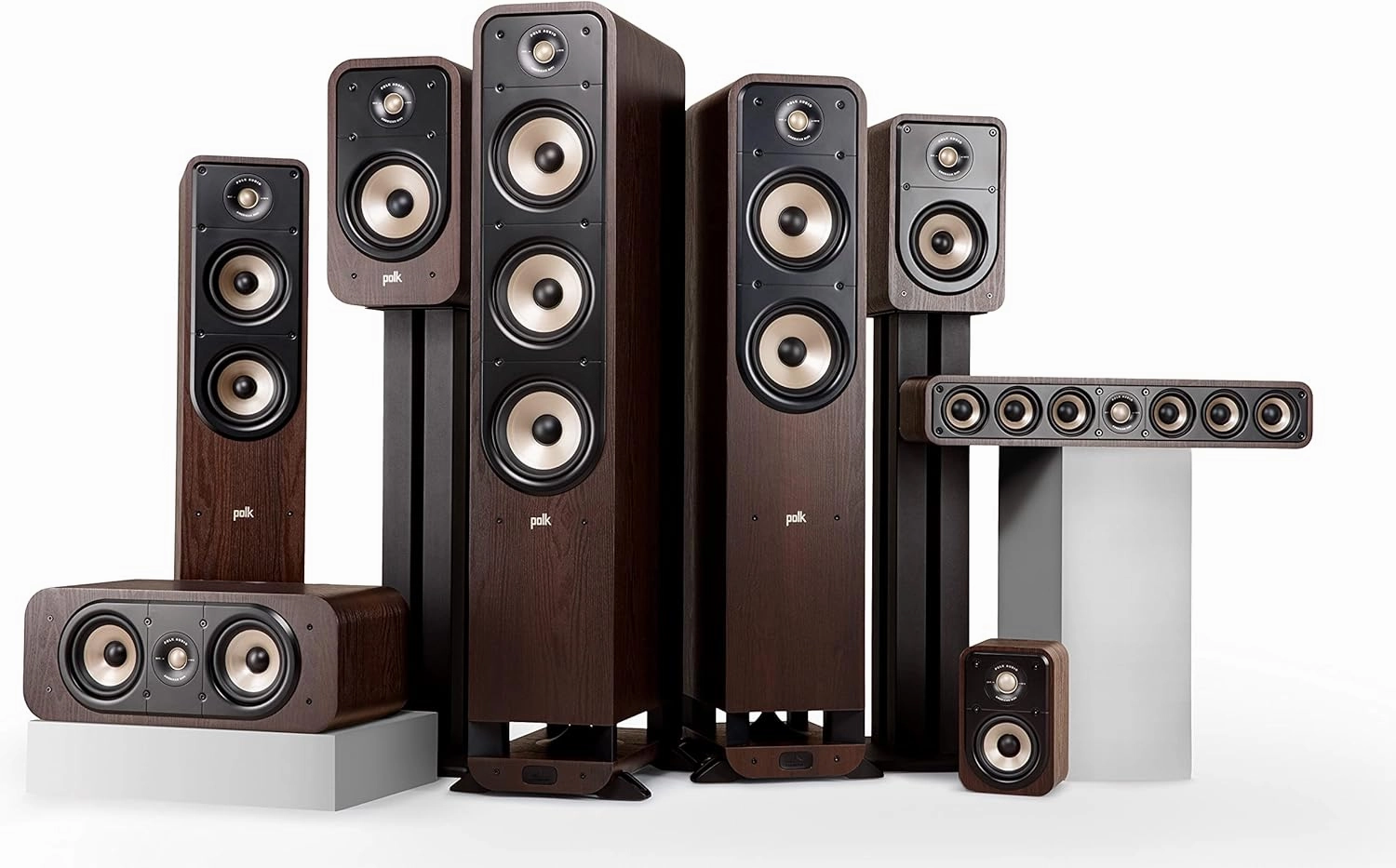 Polk Signature Elite ES20 Bookshelf Speaker - Hi-Res Audio Certified, Dolby Atmos & DTS:X Compatible, 1" Tweeter & 6.5" Woofer, Power Port Technology for Effortless Bass (Pair, Contemporary Walnut)