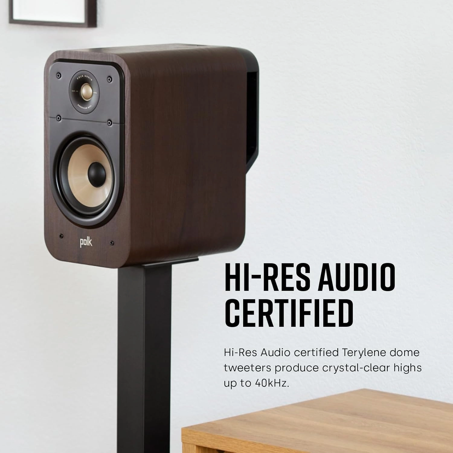 Polk Signature Elite ES20 Bookshelf Speaker - Hi-Res Audio Certified, Dolby Atmos & DTS:X Compatible, 1" Tweeter & 6.5" Woofer, Power Port Technology for Effortless Bass (Pair, Contemporary Walnut)