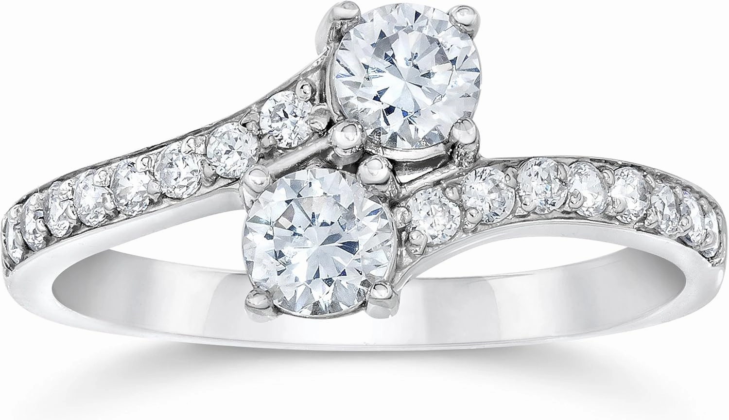 Pompeii 1CT 2 Stone Forever Us Lab Grown Diamond Engagement Ring 14k White Gold ((G-H),VS2-SI1)
