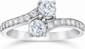 Pompeii 1CT 2 Stone Forever Us Lab Grown Diamond Engagement Ring 14k White Gold ((G-H),VS2-SI1)