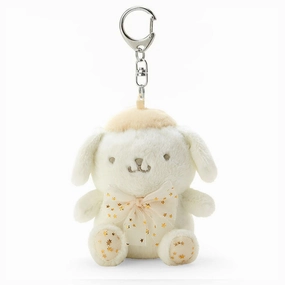 Pompompurin Fluffy Plush Keychain: White Gold