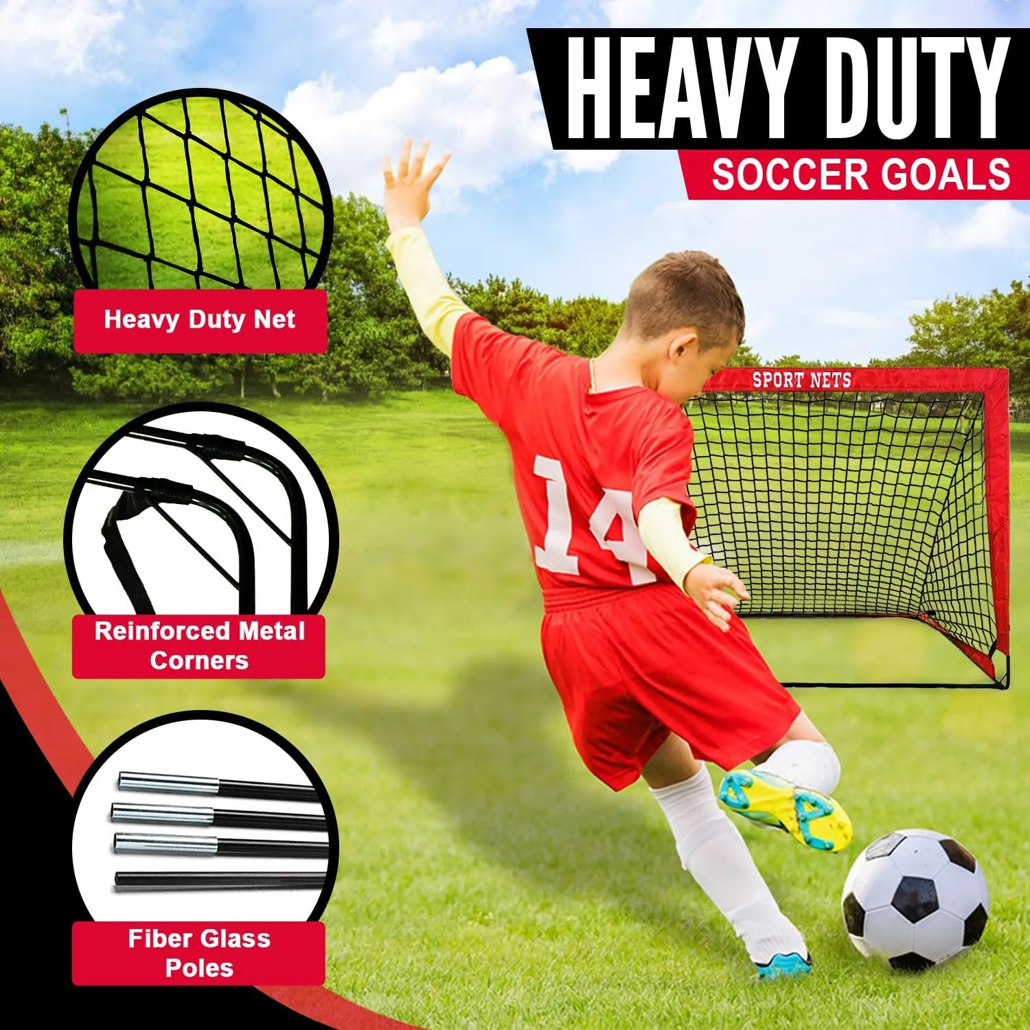 Pop Up Soccer Goals for Kids (2 Set) with Carry Bag, Easy Set Up and Take Down, Quick Assembly, Lightweight and Foldable Design for Instant Game Time Fun