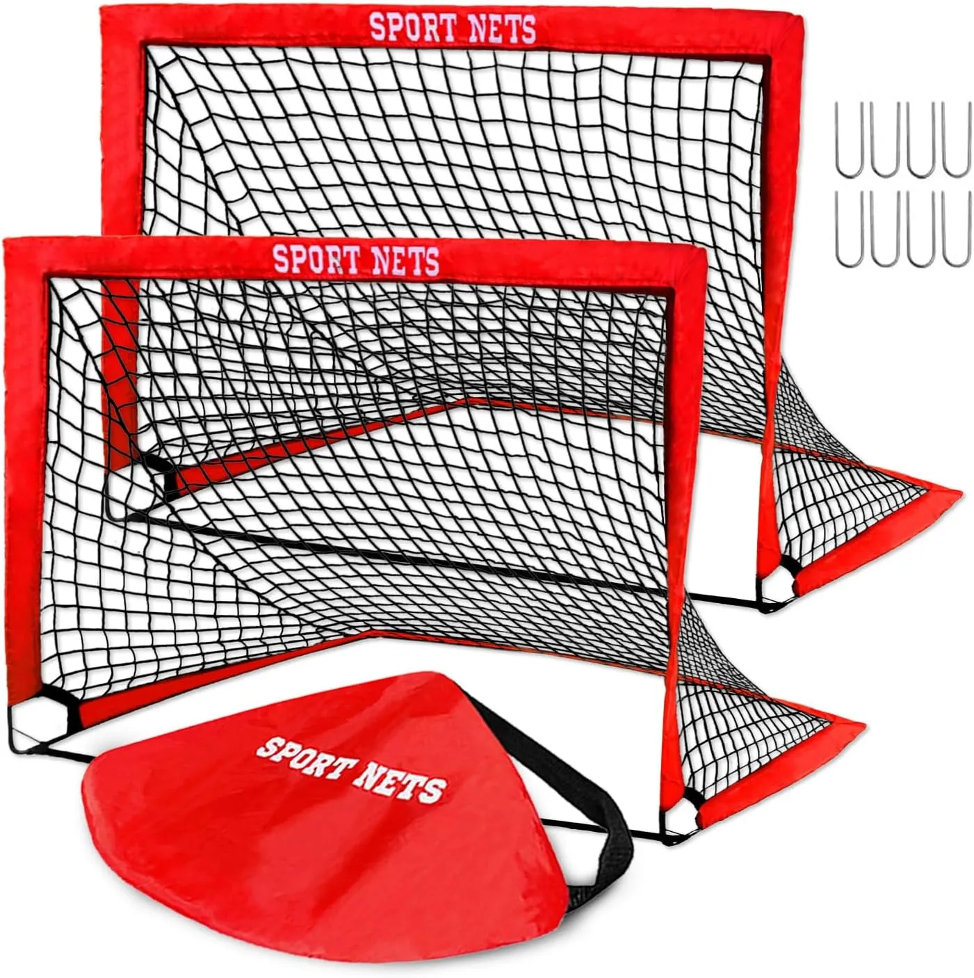 Pop Up Soccer Goals for Kids (2 Set) with Carry Bag, Easy Set Up and Take Down, Quick Assembly, Lightweight and Foldable Design for Instant Game Time Fun