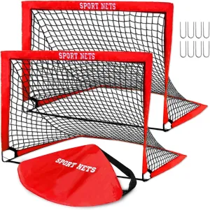 Pop Up Soccer Goals for Kids (2 Set) with Carry Bag, Easy Set Up and Take Down, Quick Assembly, Lightweight and Foldable Design for Instant Game Time Fun